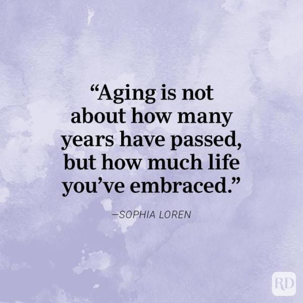 Quote a<em></em>bout aging by Sophia Loren on watercolor background