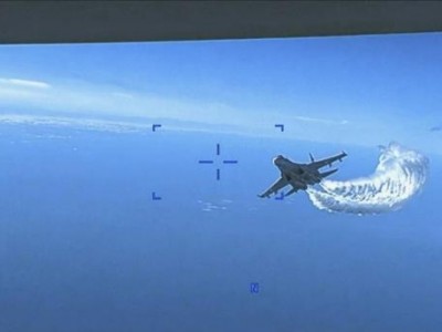 美国军方发布了俄罗斯战斗机坠毁的无人机视频